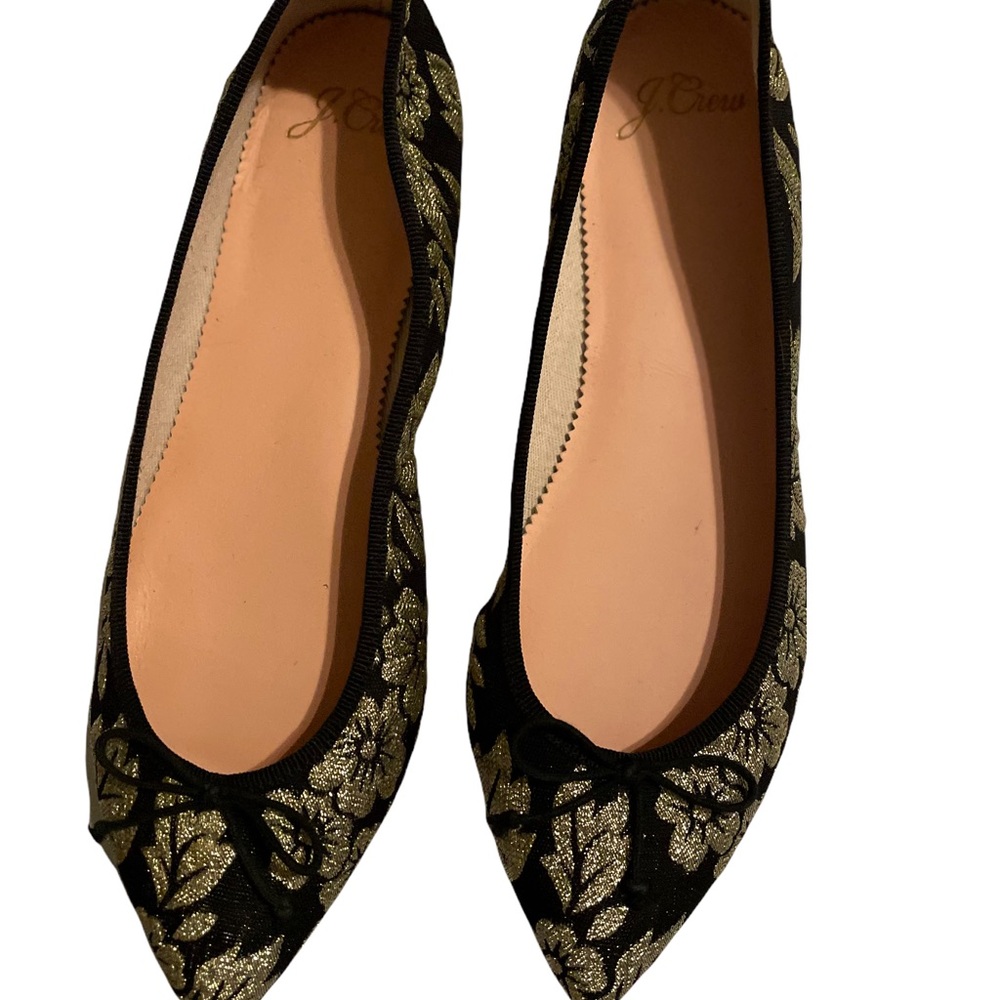 NEW J Crew black abs gold ballet flats-size 6.5